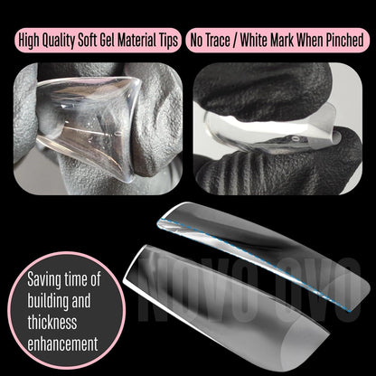 Extra dicke Soft Gel Nagelspitzen Medium Square 14 Größen