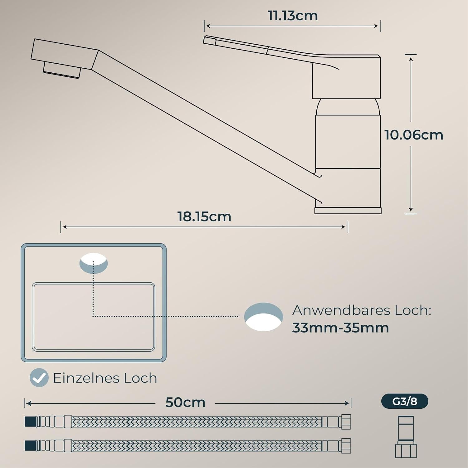 FORIOUS Schwarze Edelstahl Küchenarmatur hoher Bogen 360° drehbar