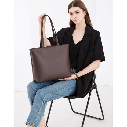 Damen Henkeltasche Shopper Coffee A4 in Lederoptik