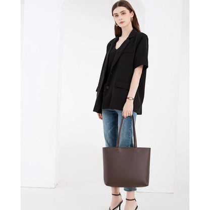 Damen Henkeltasche Shopper Coffee A4 in Lederoptik