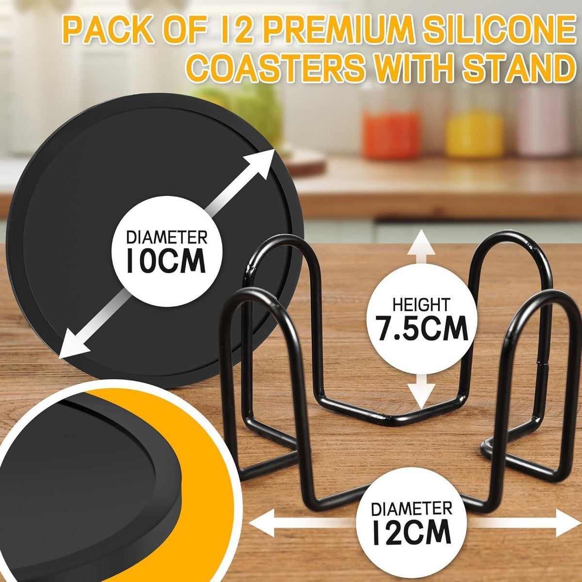 Silikon Untersetzer 12er Set mit Halter