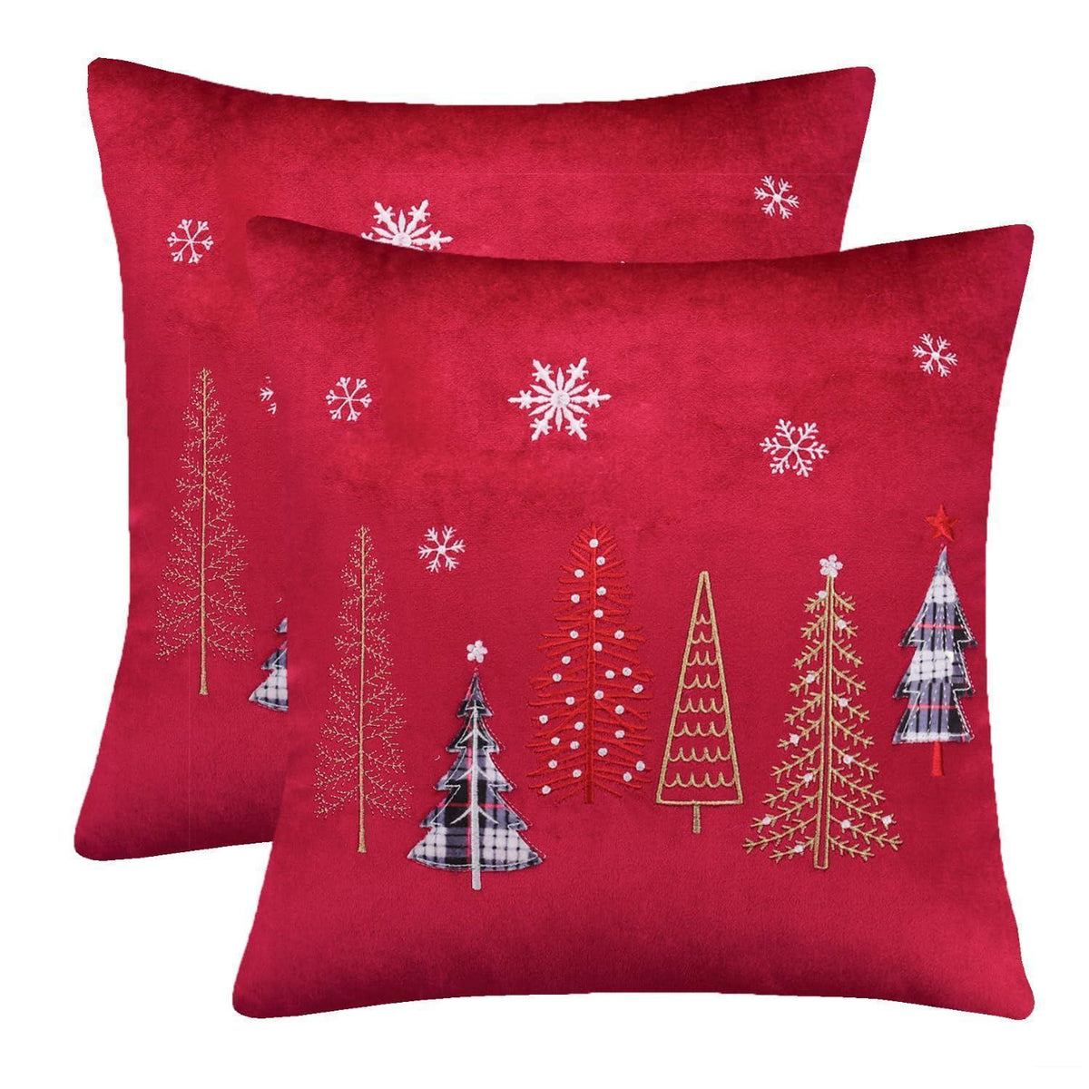 Weihnachtliche Kissenbezüge 60x60 cm - Rot mit Weihnachtsbaum