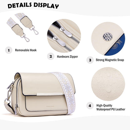Damen Umhängetasche Vegan Leder Crossbody Schultertasche verstellbar
