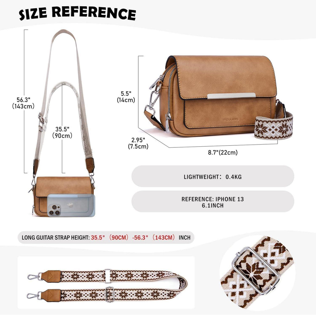 Damen Umhängetasche Vegan Leder Crossbody Schultertasche Verstellbar