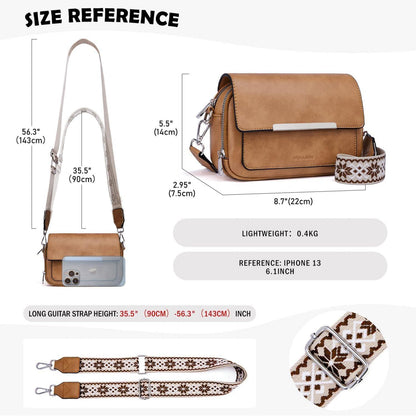 Damen Umhängetasche Vegan Leder Crossbody Schultertasche Verstellbar