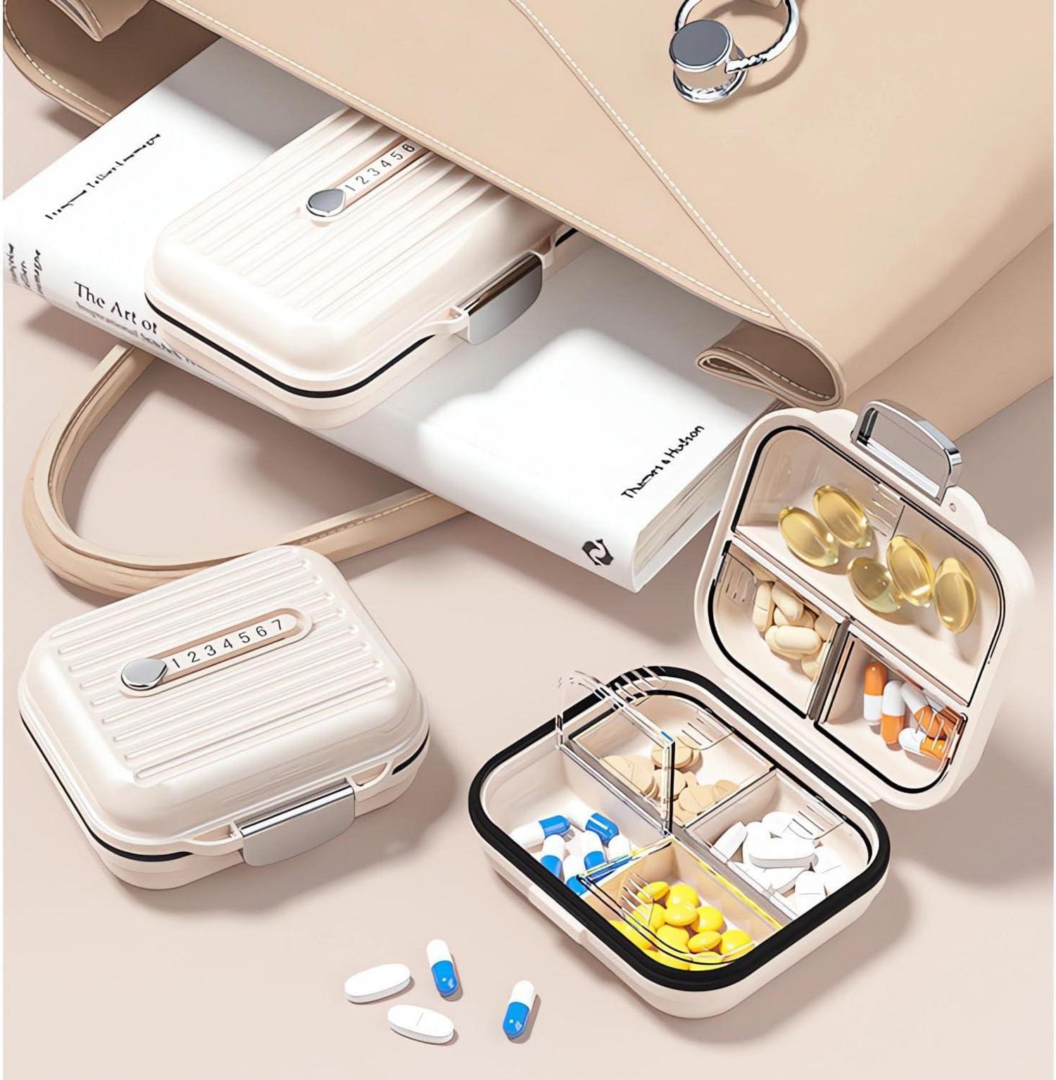 Tragbare Pillendose 2er-Set - Tablettenbox 7 Tage - Reise Pillenbox - Pill Organizer Travel