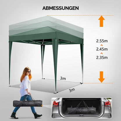 Faltpavillon 3x3m – Höhenverstellbar & Wasserdicht