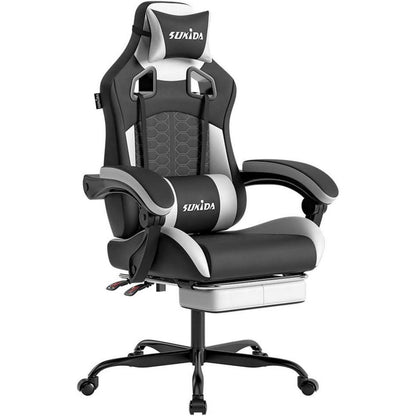 SUKIDA Gaming Stuhl Racing Chair mit Fußstütze Schwarz