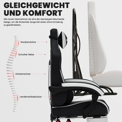 SUKIDA Gaming Stuhl Racing Chair mit Fußstütze Schwarz