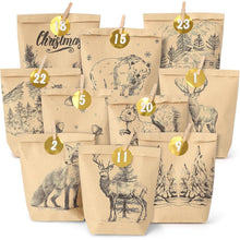 2024 Adventskalender Bastelpapier Weihnachtsmuster Tüten mit