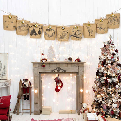 2024 Adventskalender Bastelpapier Weihnachtsmuster Tüten mit