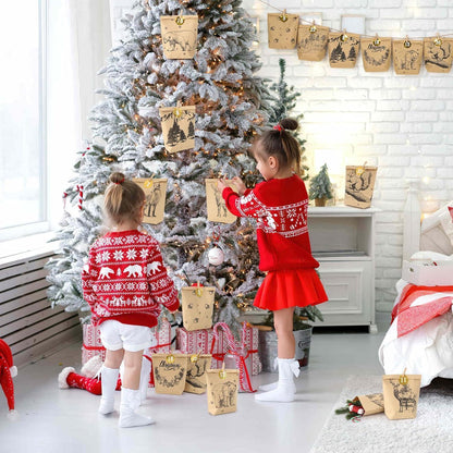 2024 Adventskalender Bastelpapier Weihnachtsmuster Tüten mit