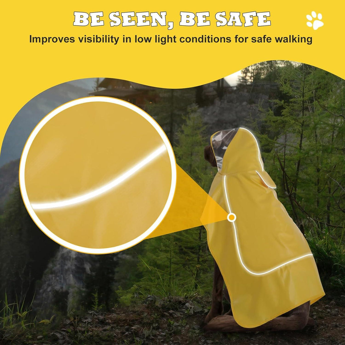 VavoPaw Hunderegenmantel - Wasserdichter Hund Poncho Gelb 2XL