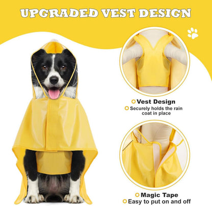 Hund Regenmantel mit Kapuze, Reflektorstreifen 2XL Gelb