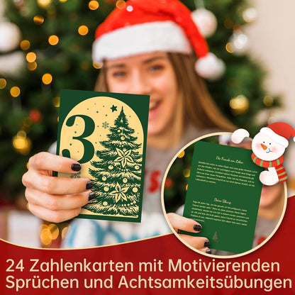 Adventskalender 2024 mit Achtsamkeitskarten Holzständer