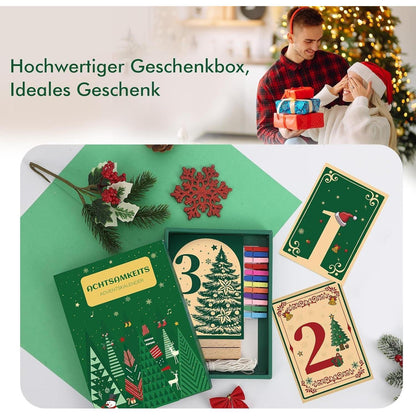 Adventskalender 2024 mit Achtsamkeitskarten Holzständer