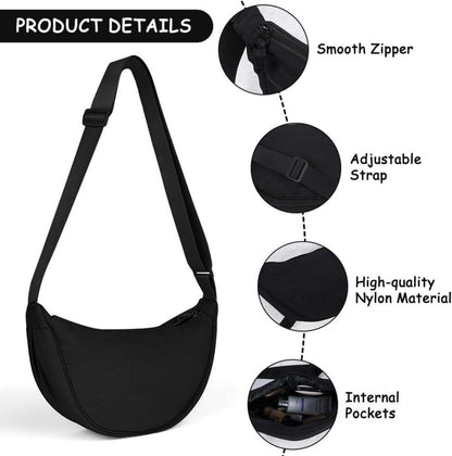 Aucuu Damen Halbmond Crossbody Schultertasche Nylon Reißverschluss-China