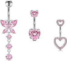 3stk Herz Bauchnabelpiercing Edelstahl CZ 14G 10mm Piercing Silber