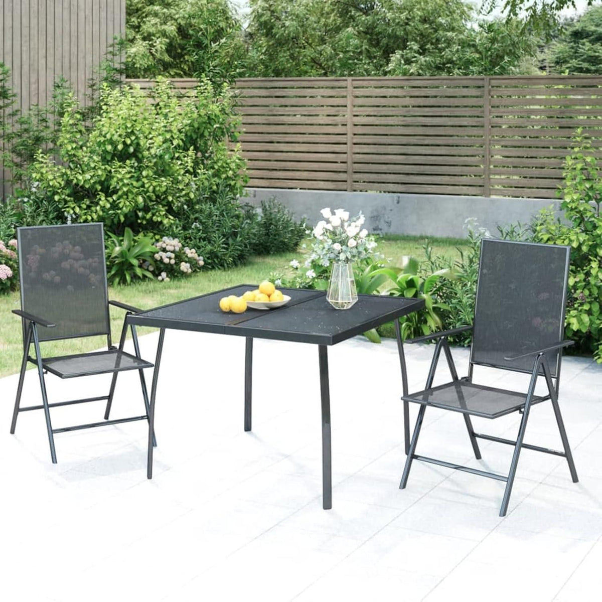 Gartenmöbel Set 2 Personen Stahl Essgruppe Verstellbar Klappbar