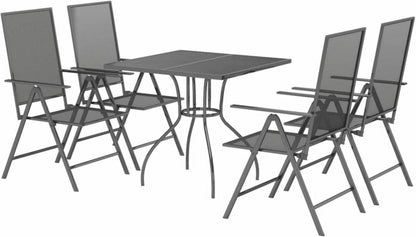 Garten Essgruppe 4 Personen Stahl 5-tlg Verstellbare Stühle & Tisch