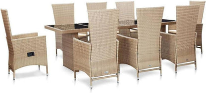 Rattan Gartenmöbel Set 8 Personen mit Tisch und Stühlen