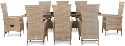 Rattan Gartenmöbel Set 8 Personen mit Tisch und Stühlen
