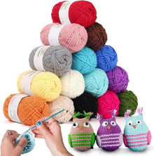 Häkelgarn Set 375g, 15x25g, Baumwolle Strickgarn, Acrylwolle, bunt