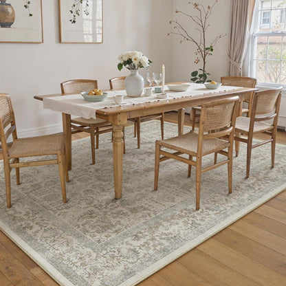 Vintage Teppich Taupe 150x210cm Waschbar | Wohnzimmer Teppich
