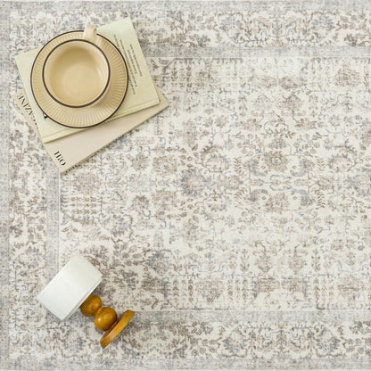 Vintage Teppich Taupe 180x270cm Waschbar Wohnzimmer Teppich