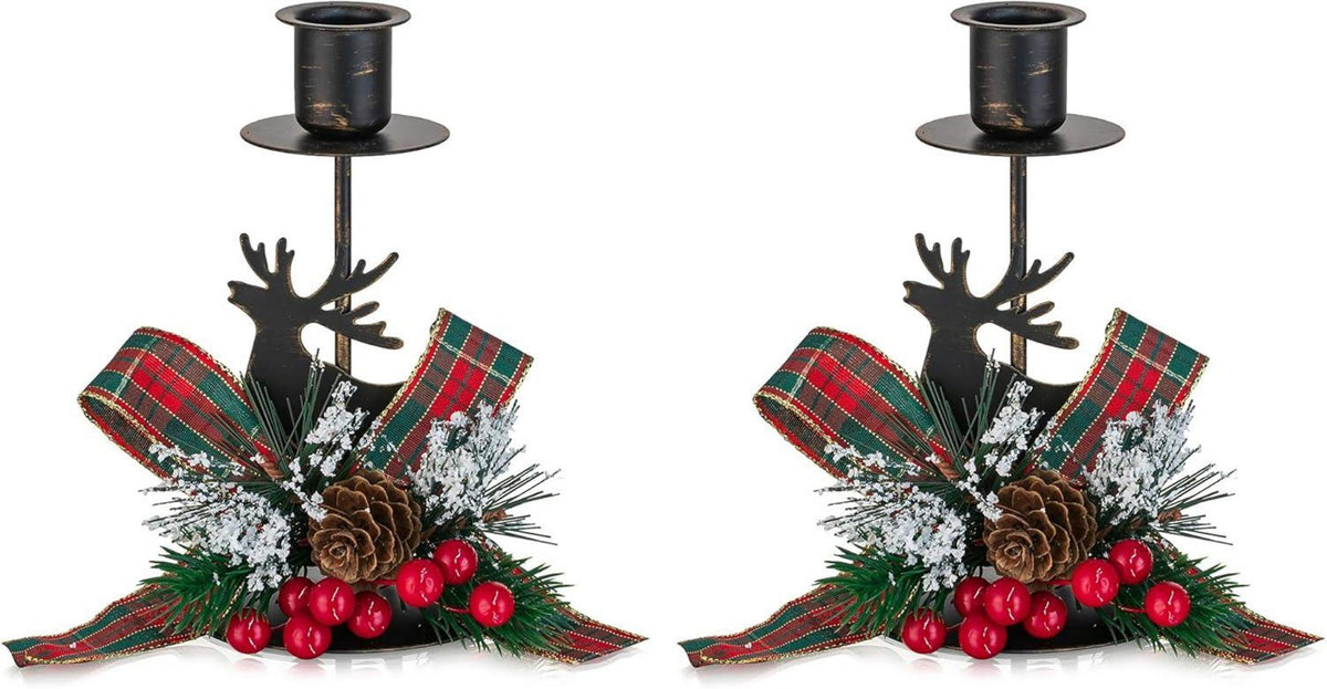 Vintage Rentier Kerzenhalter Set für Weihnachtsdeko