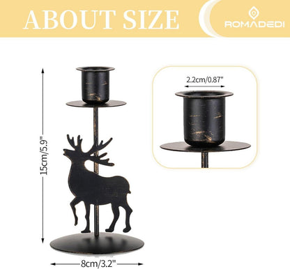 Vintage Rentier Kerzenhalter für Weihnachtsdeko: 2er Set, Schwarz