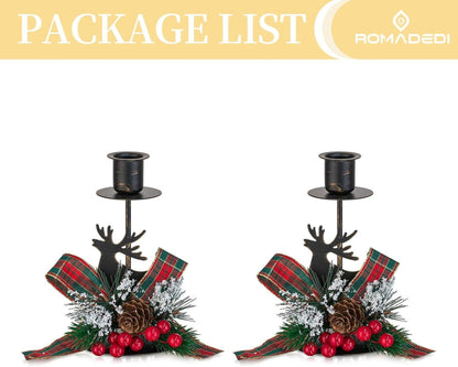 Vintage Rentier Kerzenhalter für Weihnachtsdeko: 2er Set, Schwarz
