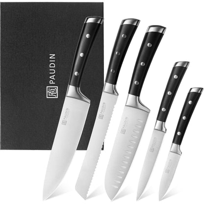 PAUDIN Messerset 5 Teilig Edelstahl Kochmesser Brotmesser