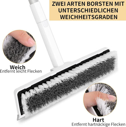 2-in-1 Boden Schrubber mit Stiel und Abzieher 9 Zoll - Steife Borsten