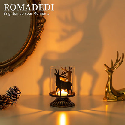 Romadedi Hirsch Windlicht Rentier 2er Set Weihnachtsdeko Schwarz