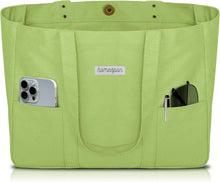Canvas Tote Bag Damen Handtasche mit Laptop Fach Apfelgrün