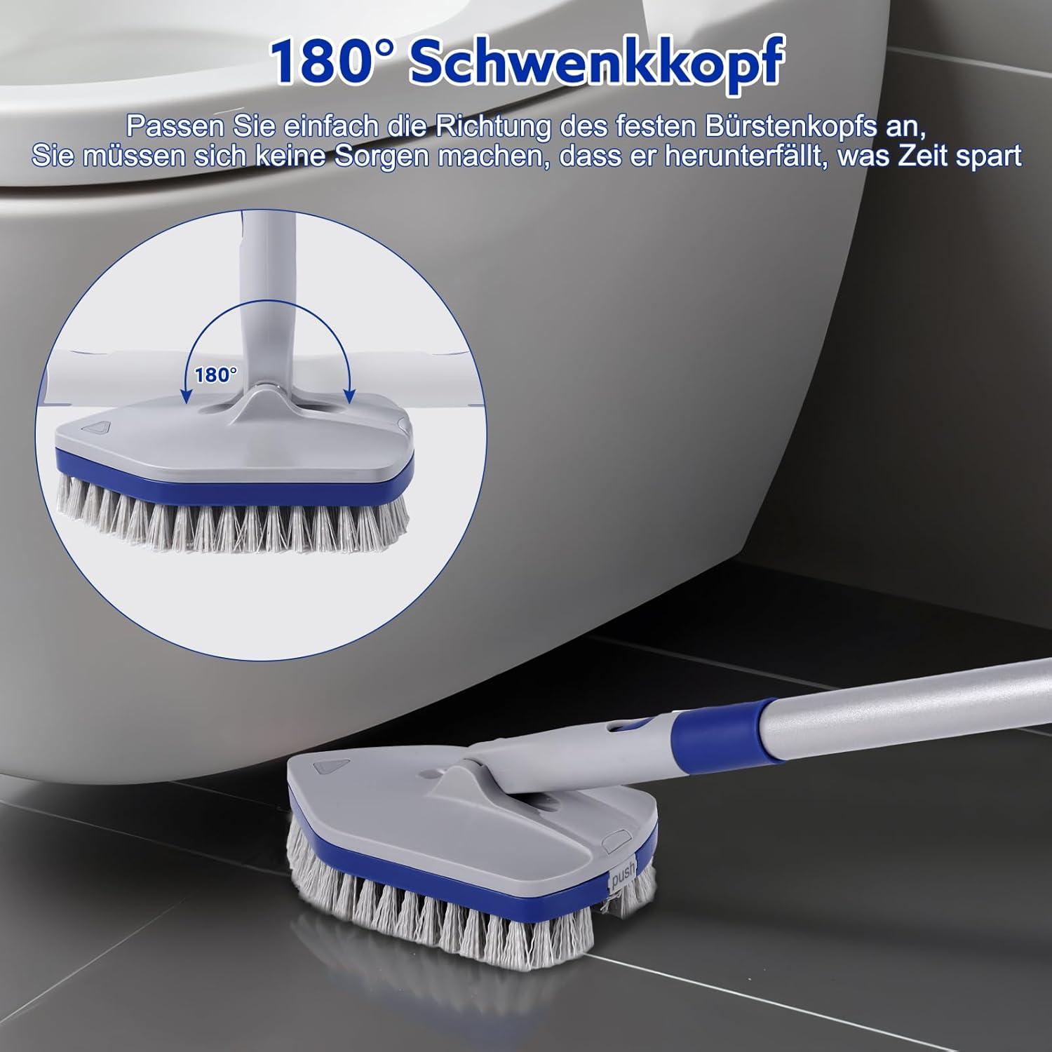 3-In-1 Schrubber mit Stiel für Badewanne Fliesen