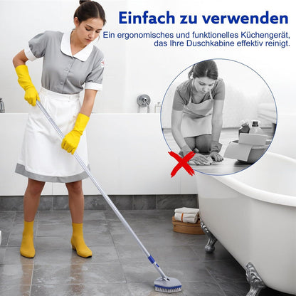 3-In-1 Schrubber Set mit Stiel, 142cm Lang, 3 Bürstenköpfe