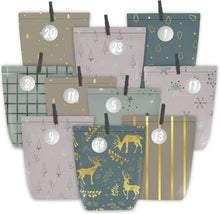 Adventskalender Papiertüten zum Befüllen 24 Weihnachtskalender Grün