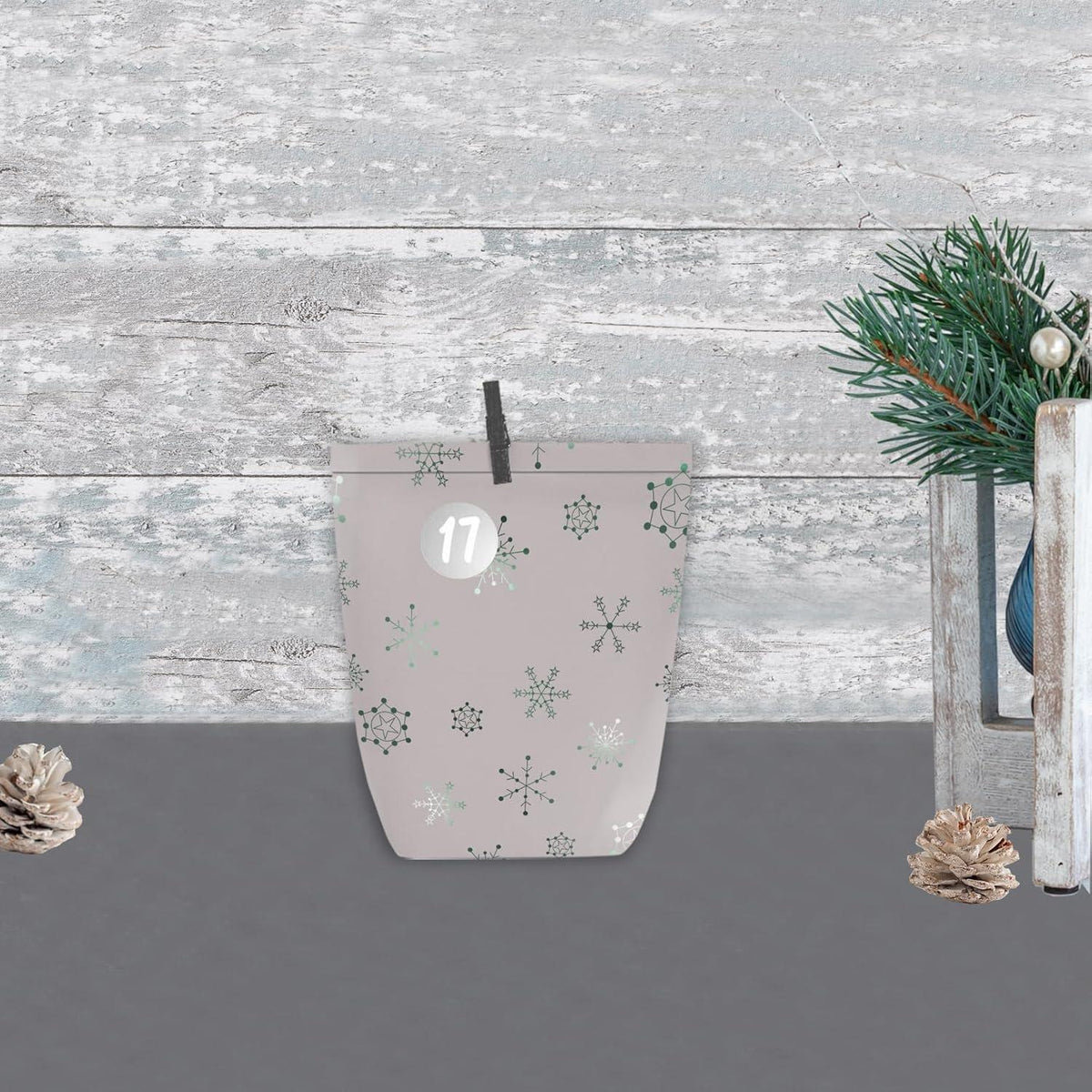 Adventskalender Papiertüten zum Befüllen 24 Weihnachtskalender Grün