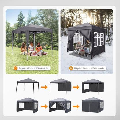 Faltpavillon 3x3m – Höhenverstellbar & Wasserdicht mit Zubehör