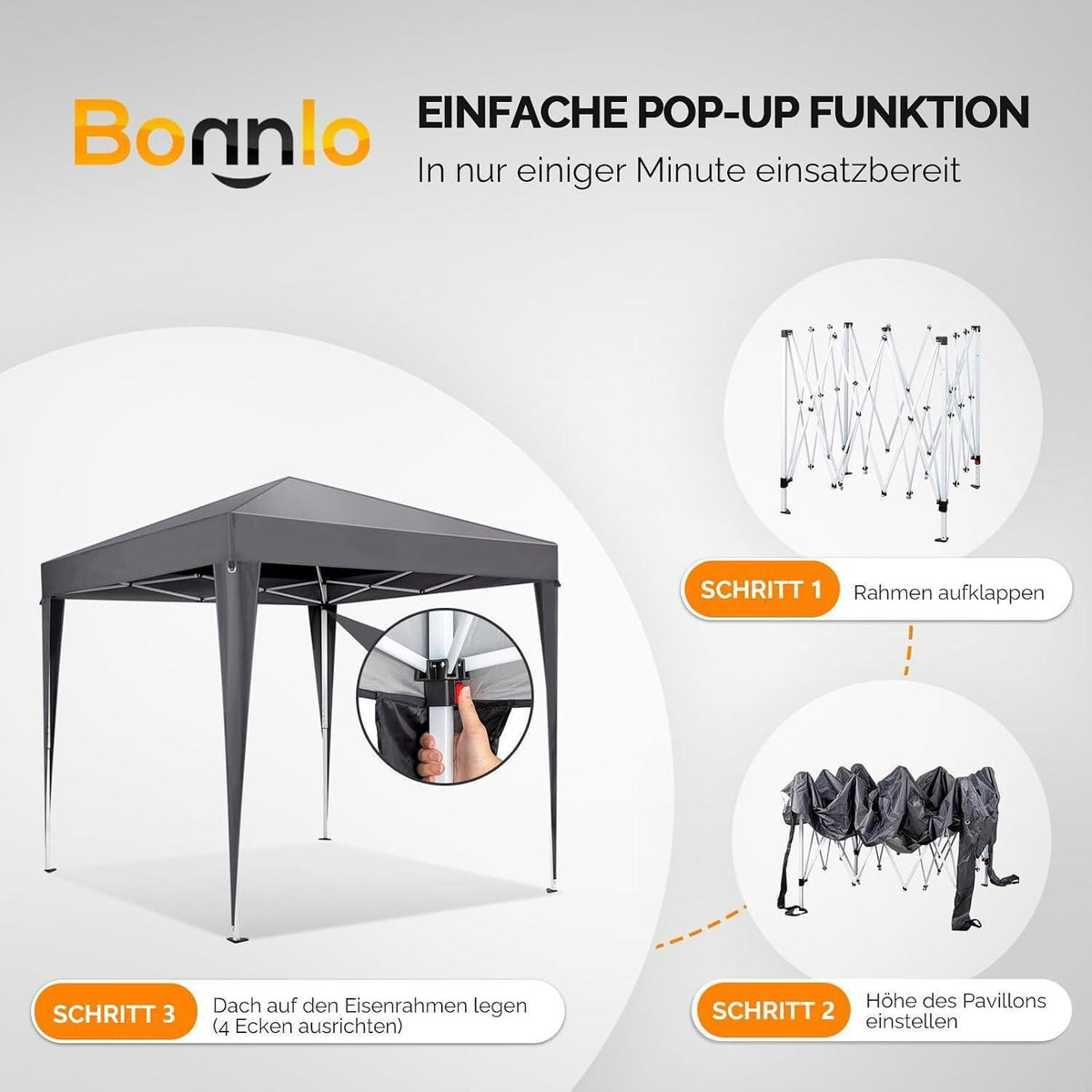 Faltpavillon 3x3m – Höhenverstellbar & Wasserdicht mit Zubehör