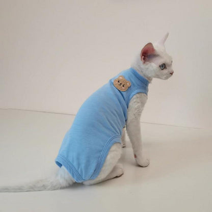 PetSmiler Katzenbody nach OP - Sphynx Katze Kleidung Blau Größe L