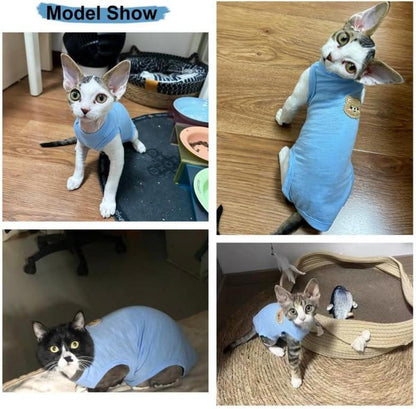 Katzenbody Kastration Dehnbarer Bauchschutz Blau M