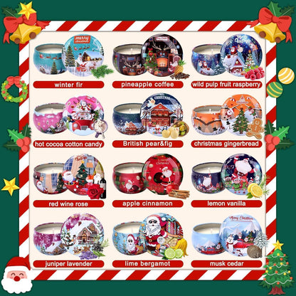 Weihnachtsduftkerzen-Set 12er Pack | Sojawachs Aromatherapie Geschenk