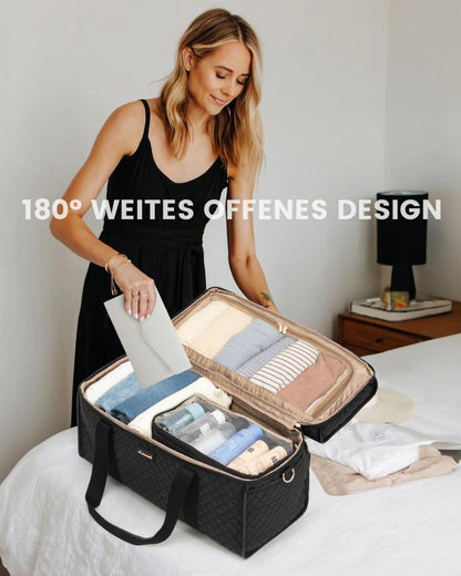 LOVEVOOK Reisetasche Damen Groß, Wasserdicht Weekender Handgepäck Tasche Schwarz