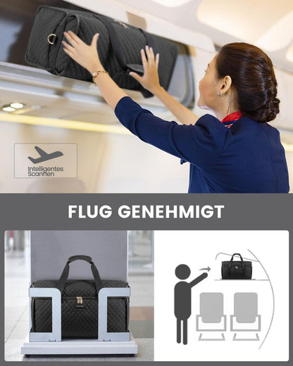 Reisetasche Damen Große Öffnung Schwarz Wasserdicht Krankenhaustasche