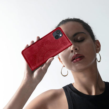 Lederhülle iPhone 15 Handyhülle Wallet Case Rot 6.1 Zoll Magnet Stand