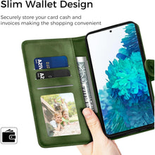 Samsung Galaxy S20 FE Klapphülle Grün mit Kartenfach & Ständer in Lederoptik