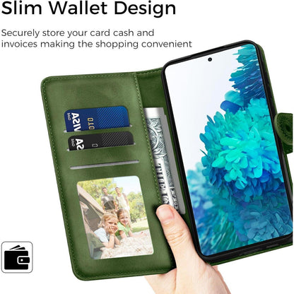 Samsung Galaxy S20 FE Klapphülle Grün mit Kartenfach & Ständer in Lederoptik